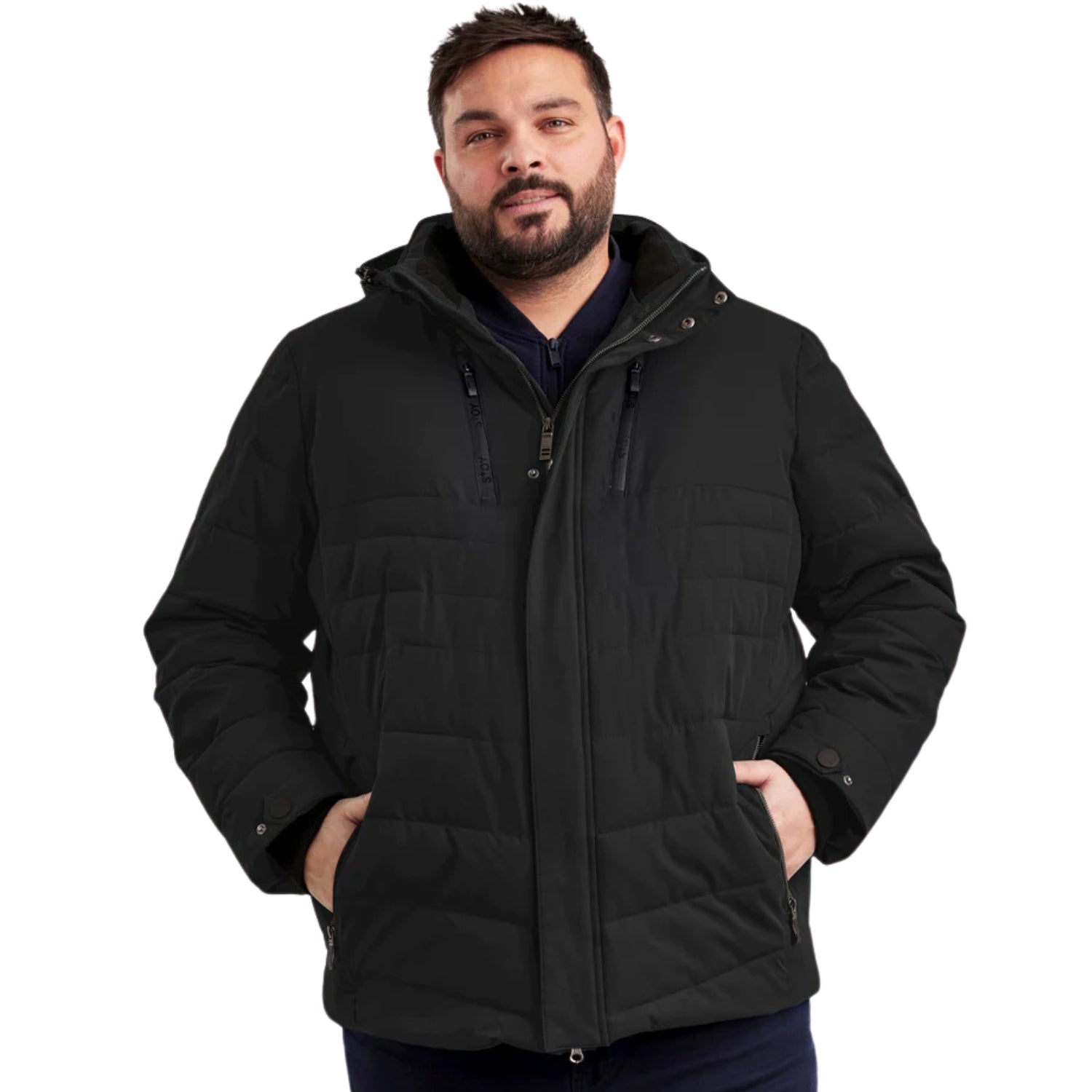 Pre-Order: Stoy Anton Men's Plus Size Winter Puffer Coat Black Sizes 3XL - 6XL