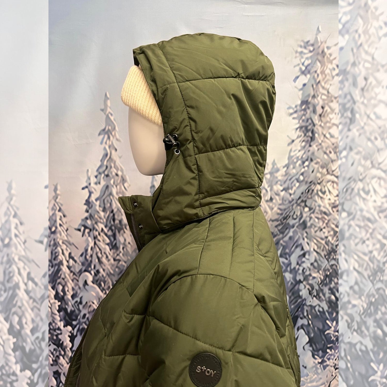 STOY Deena Women’s Puffer Jacket Dark Olive Plus Size 28 - 30