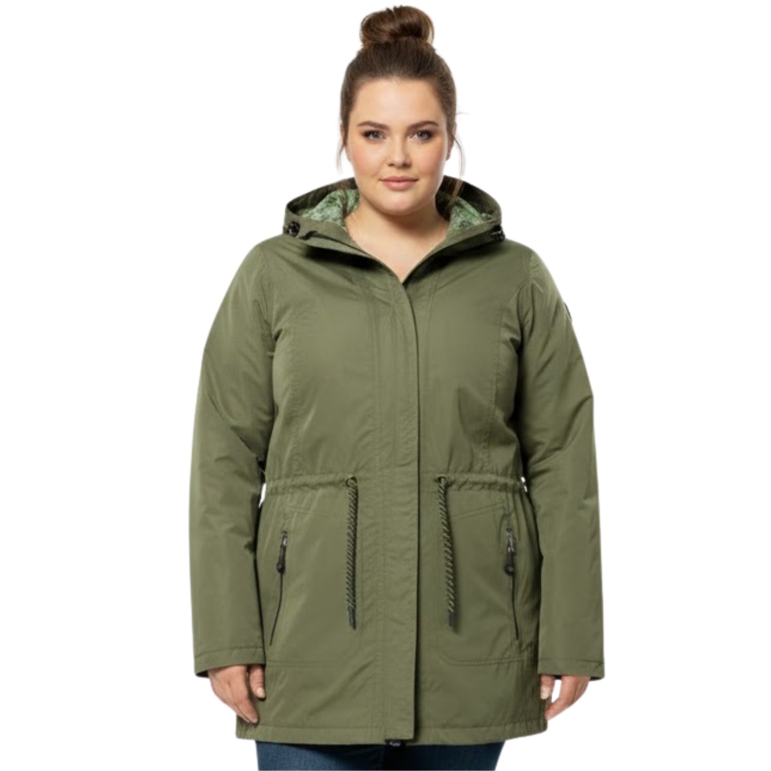 CLEARANCE - Stoy Ida Womens Plus Size Waterproof Shell Jacket Light Olive Sizes 18-22