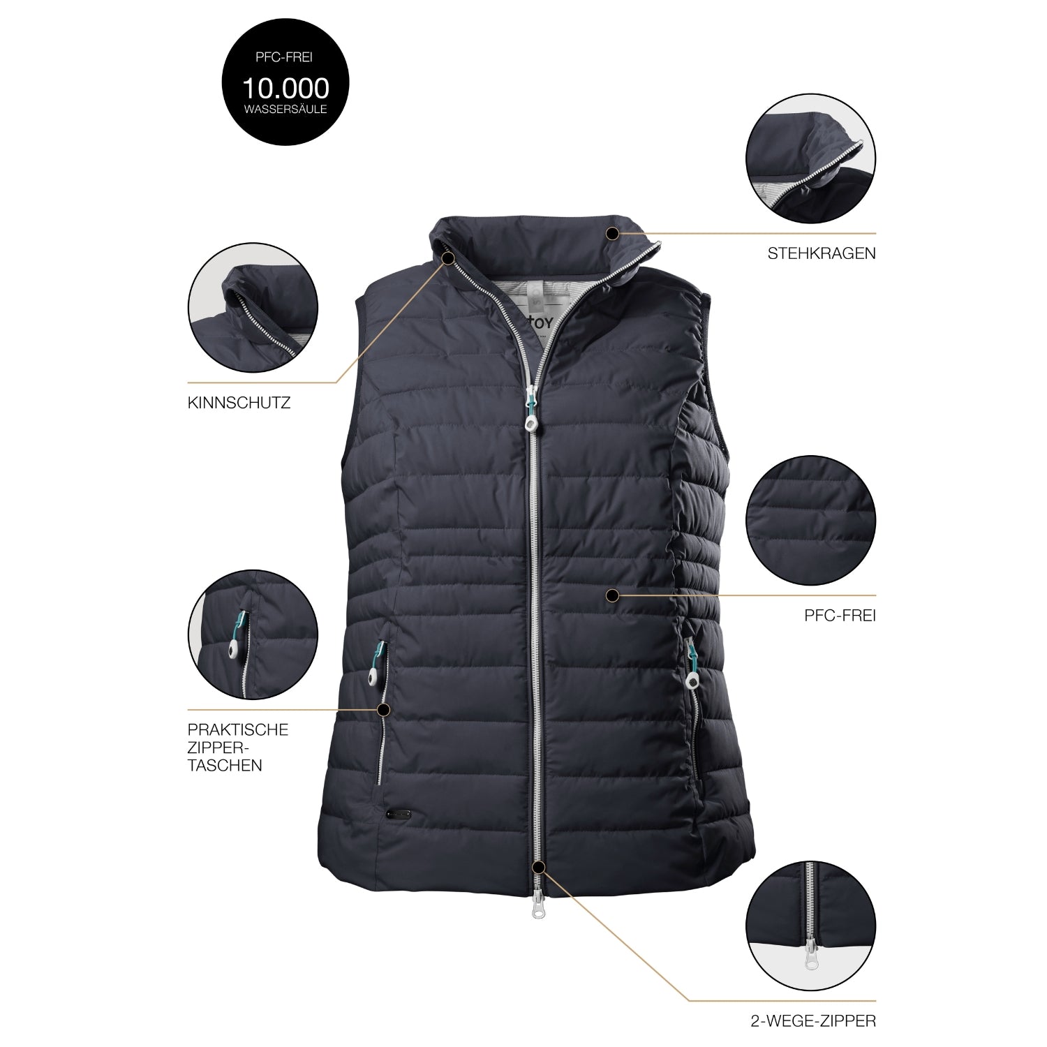 Stoy Women’s Plus Size Puffer Vest Navy Sizes 22 - 26