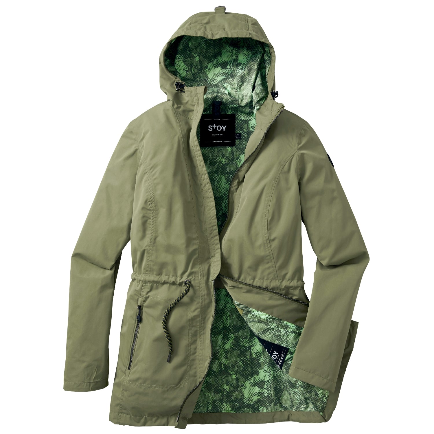 CLEARANCE - Stoy Ida Womens Plus Size Waterproof Shell Jacket Light Olive Sizes 18-22