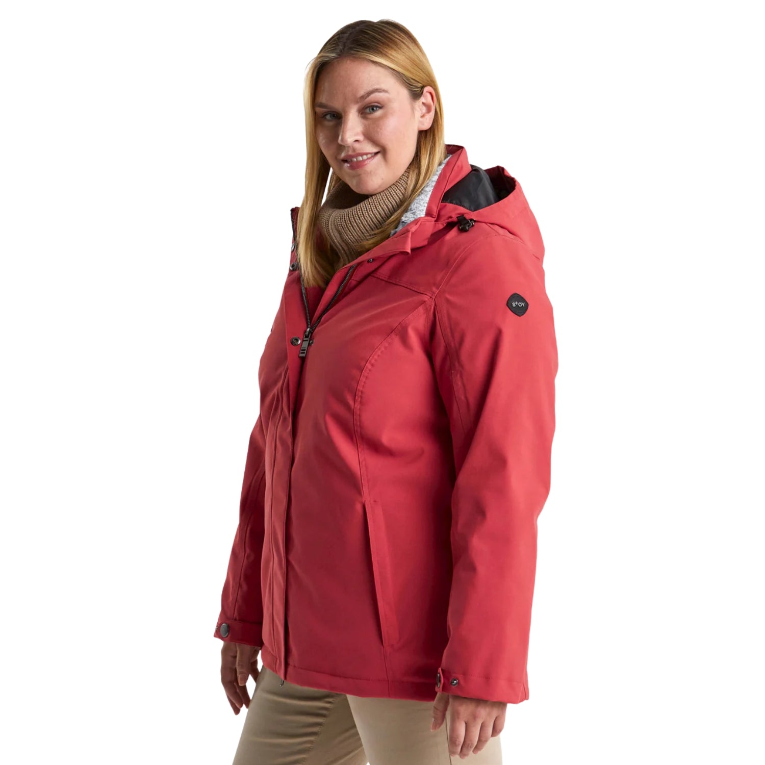 Pre-order: Stoy Agnes Tech Womens Snow Jacket Dark Rose Plus Sizes 20 - 26