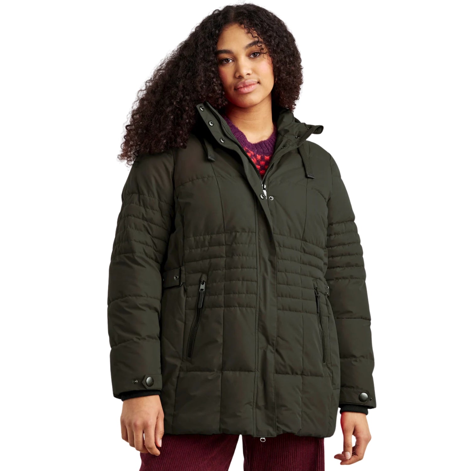 Stoy Lucy Womens Plus Size Puffer Coat Dark Olive Sizes 22 30