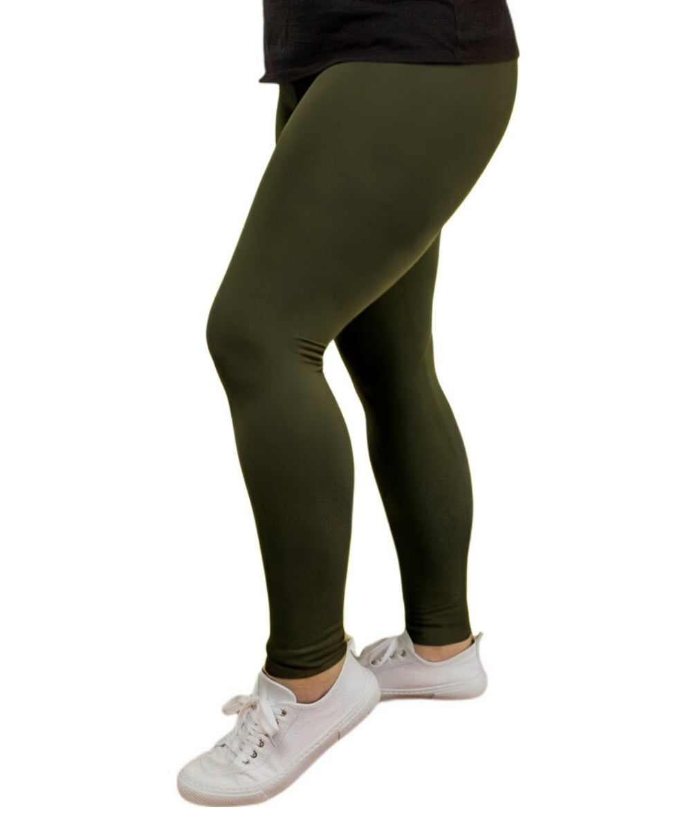Veronica Fleece Lined Women's Plus-Size Leggings Green Side