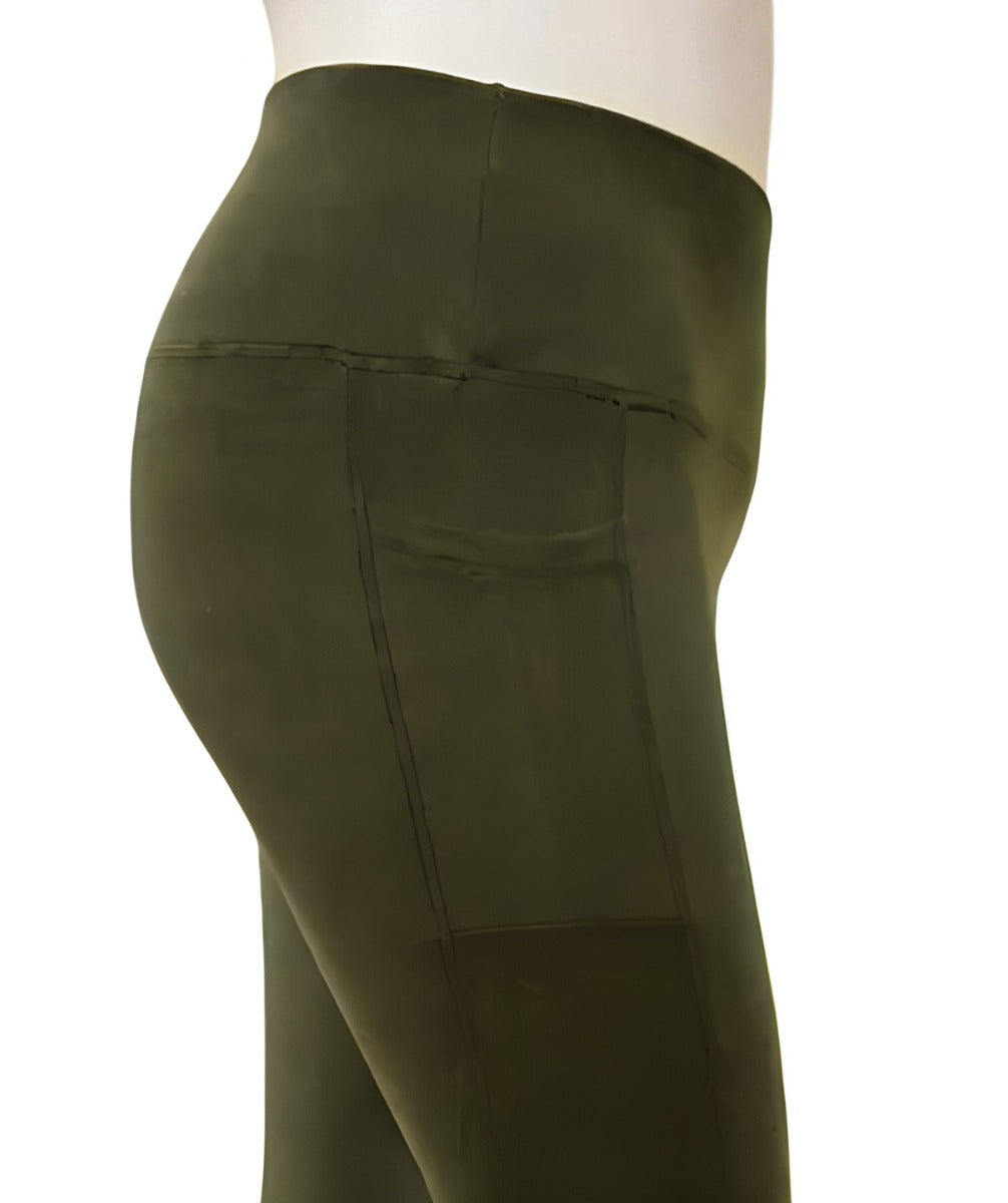 Veronica Fleece Lined Women's Plus-Size Leggings Green Side