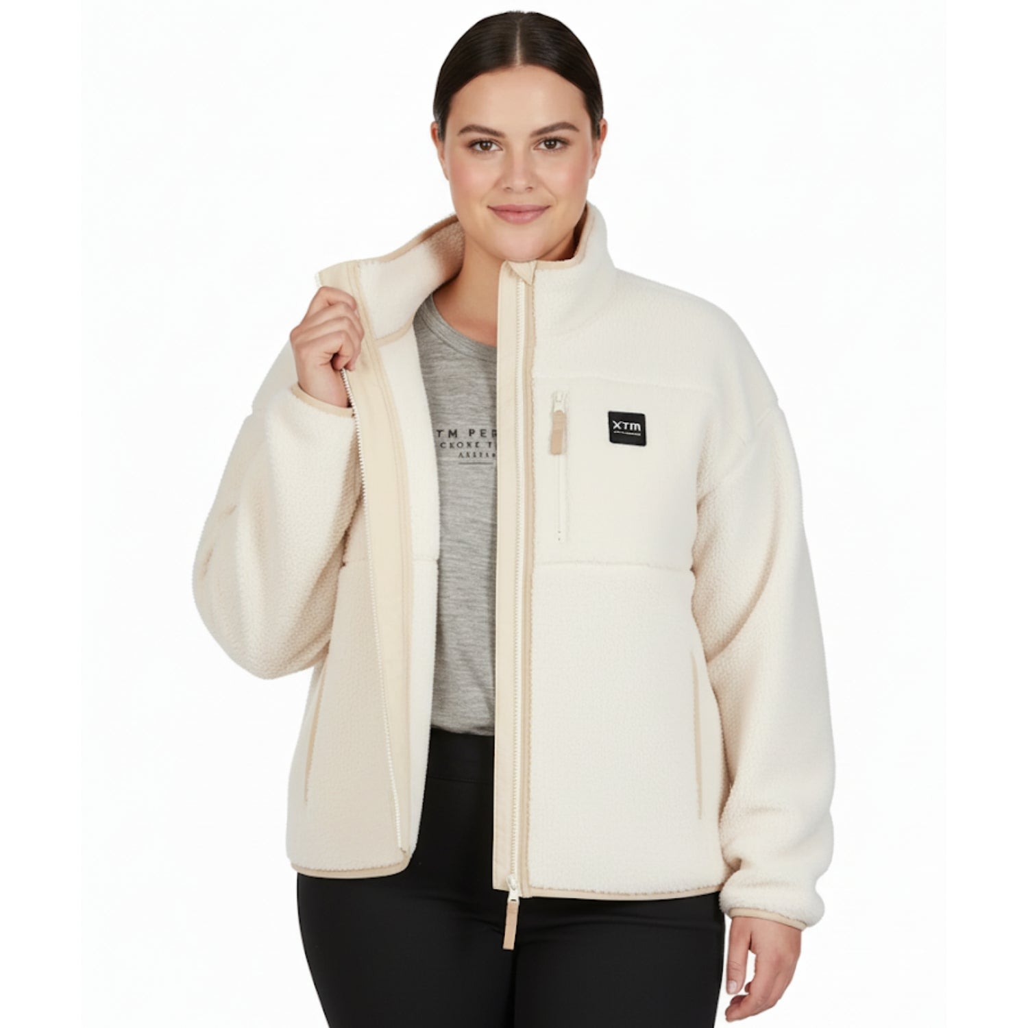 XTM Banksia Womens Plus Size Full Zip Fleece Jacket Bone Size 18