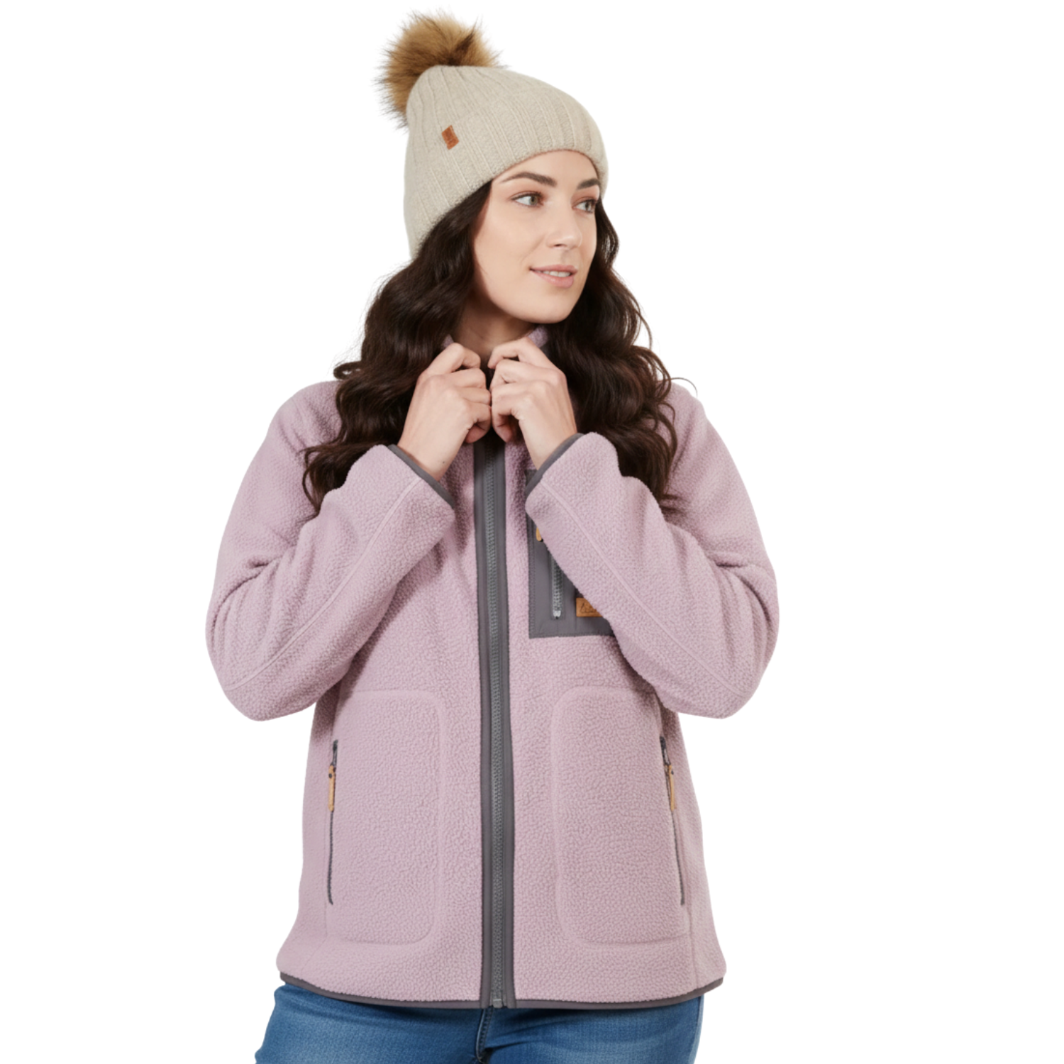 XTM Camper Womens Plus Size Full Zip Fleece Jacket Fog Size 18