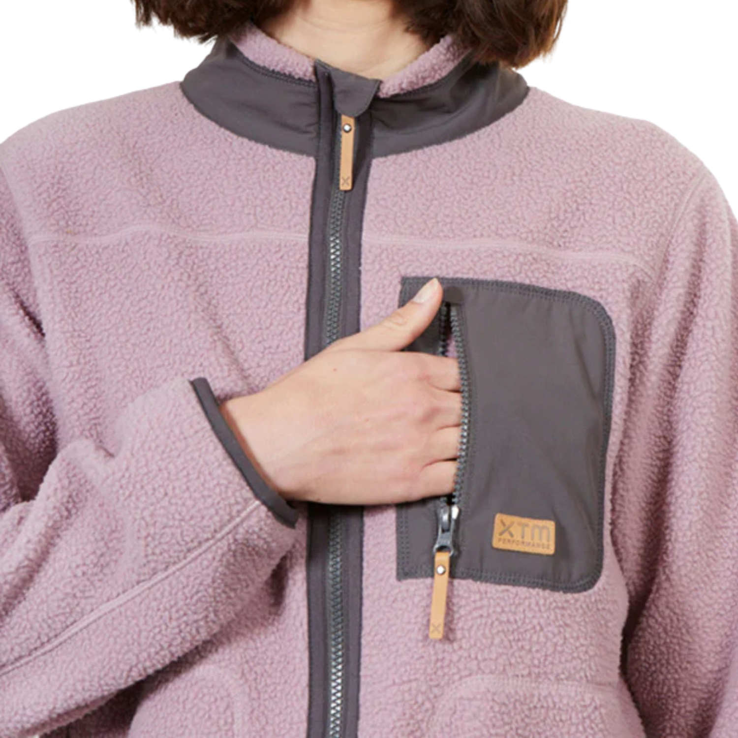 XTM Camper Womens Plus Size Full Zip Fleece Jacket Fog Size 18