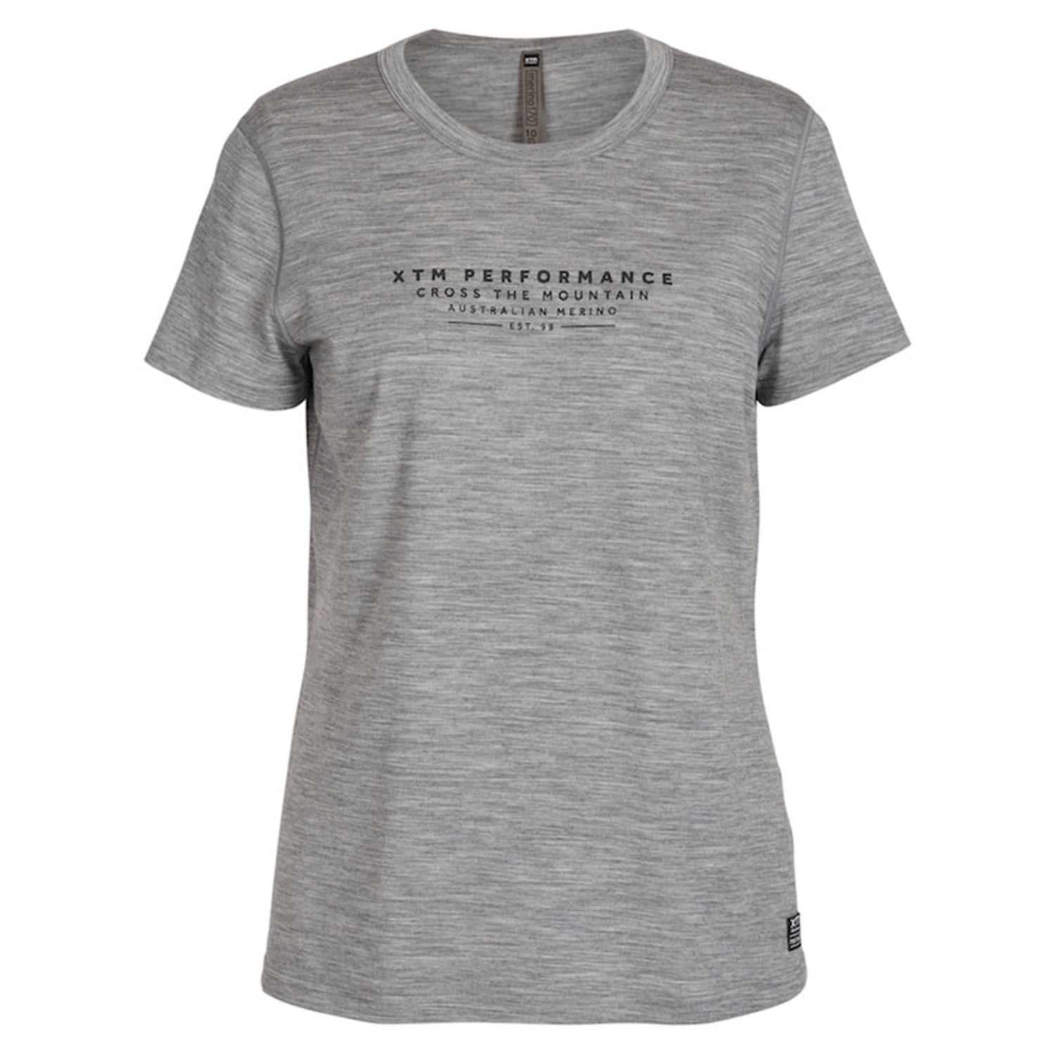 Gray t-shirt with XTM Performance logo on a white background