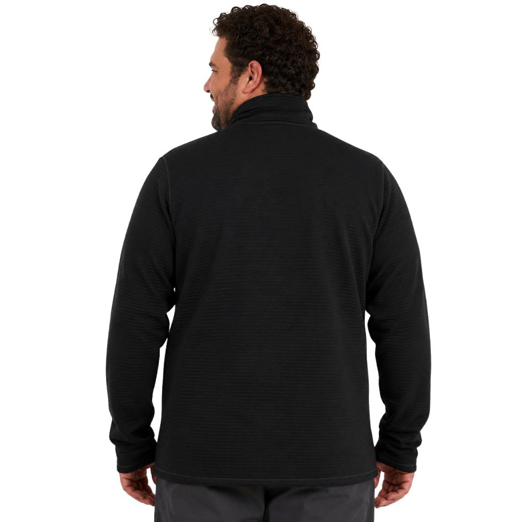 Back view of XTM Aero Grid Men’s Plus Size Merino Fleece jacket in black.