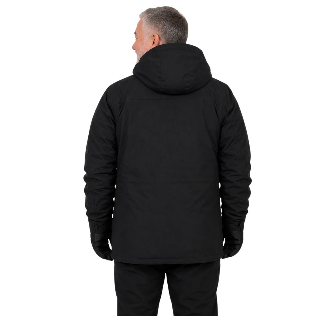 Back view of a man wearing the XTM Knox Men's Plus Size Jacket in black.