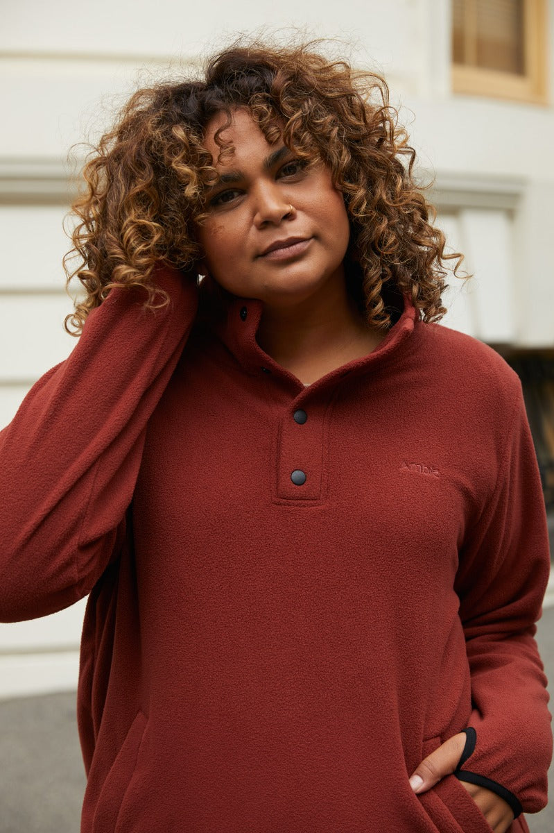 CLEARANCE - Amble Feathertop Women’s Fleece Terracotta Plus Size 4XL