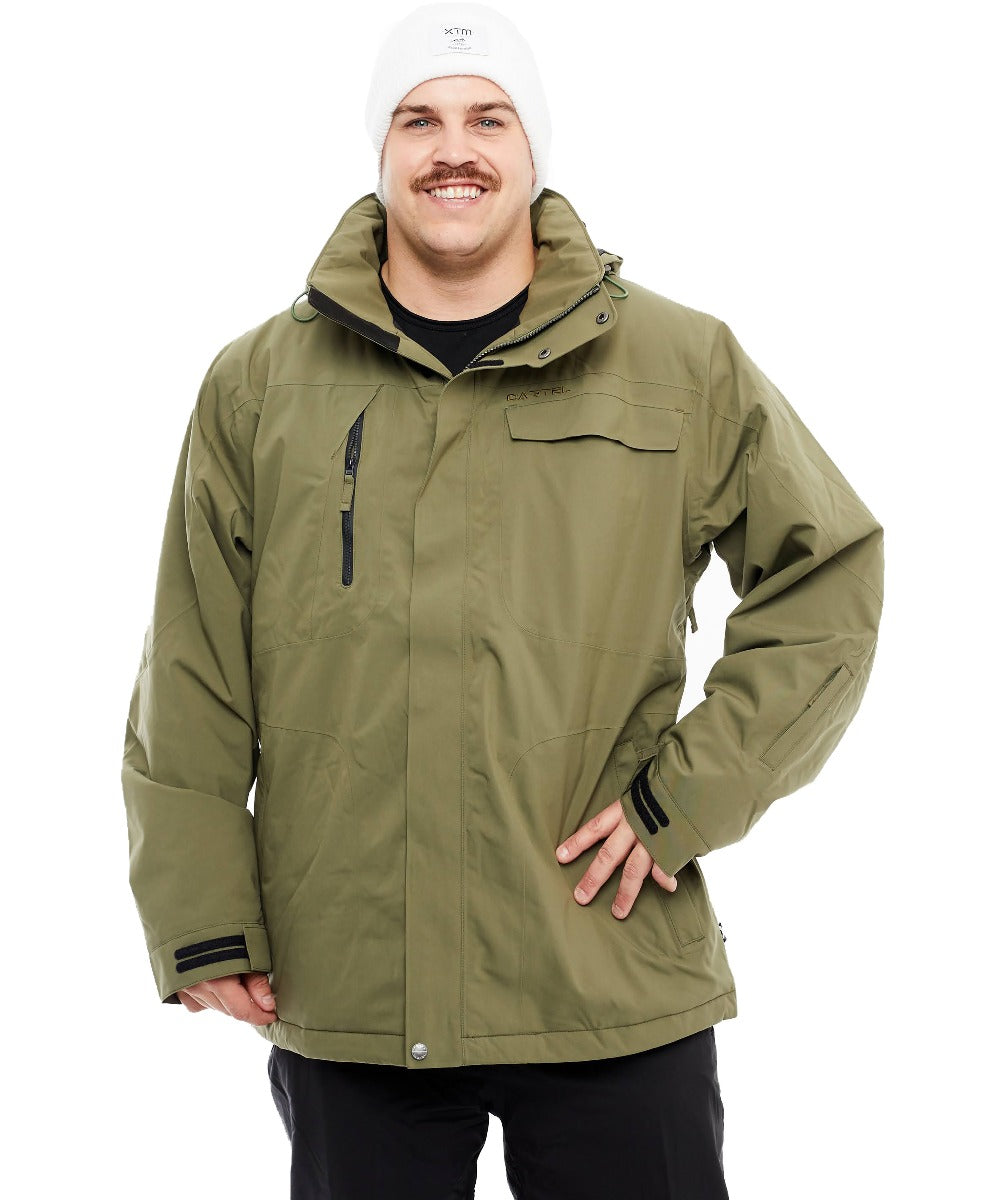 Cartel Bankso Mens Plus Size Snow Jacket Army Sizes 7XL-9XL