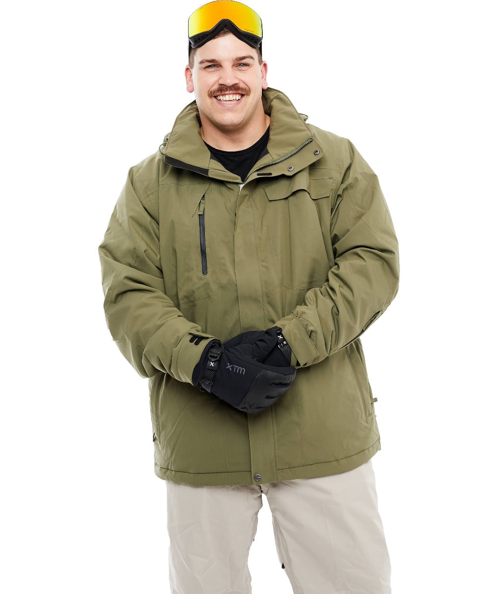 Cartel Bankso Mens Plus Size Snow Jacket Army 3XL & 9XL