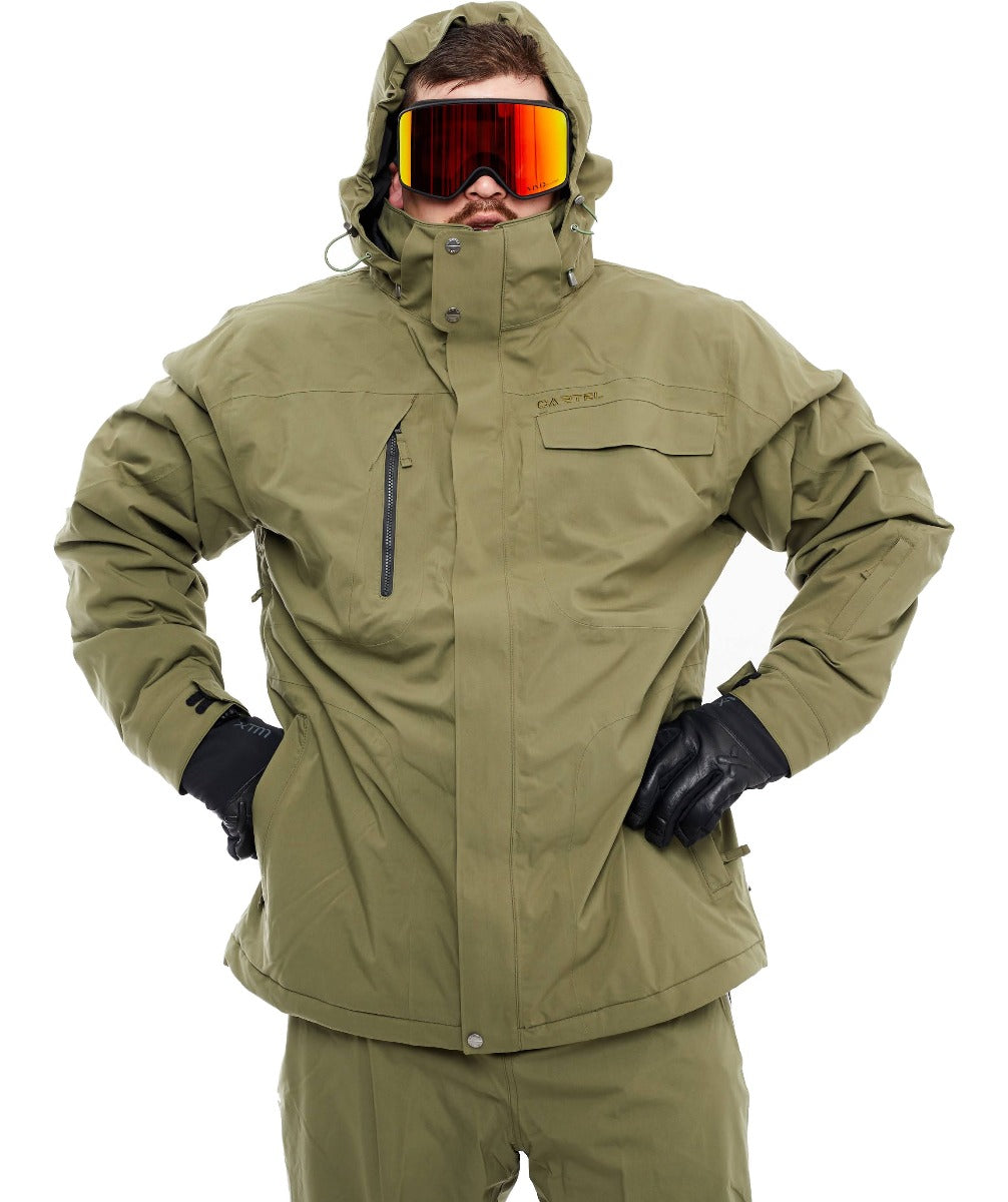 Cartel Bankso Mens Plus Size Snow Jacket Army 3XL & 9XL