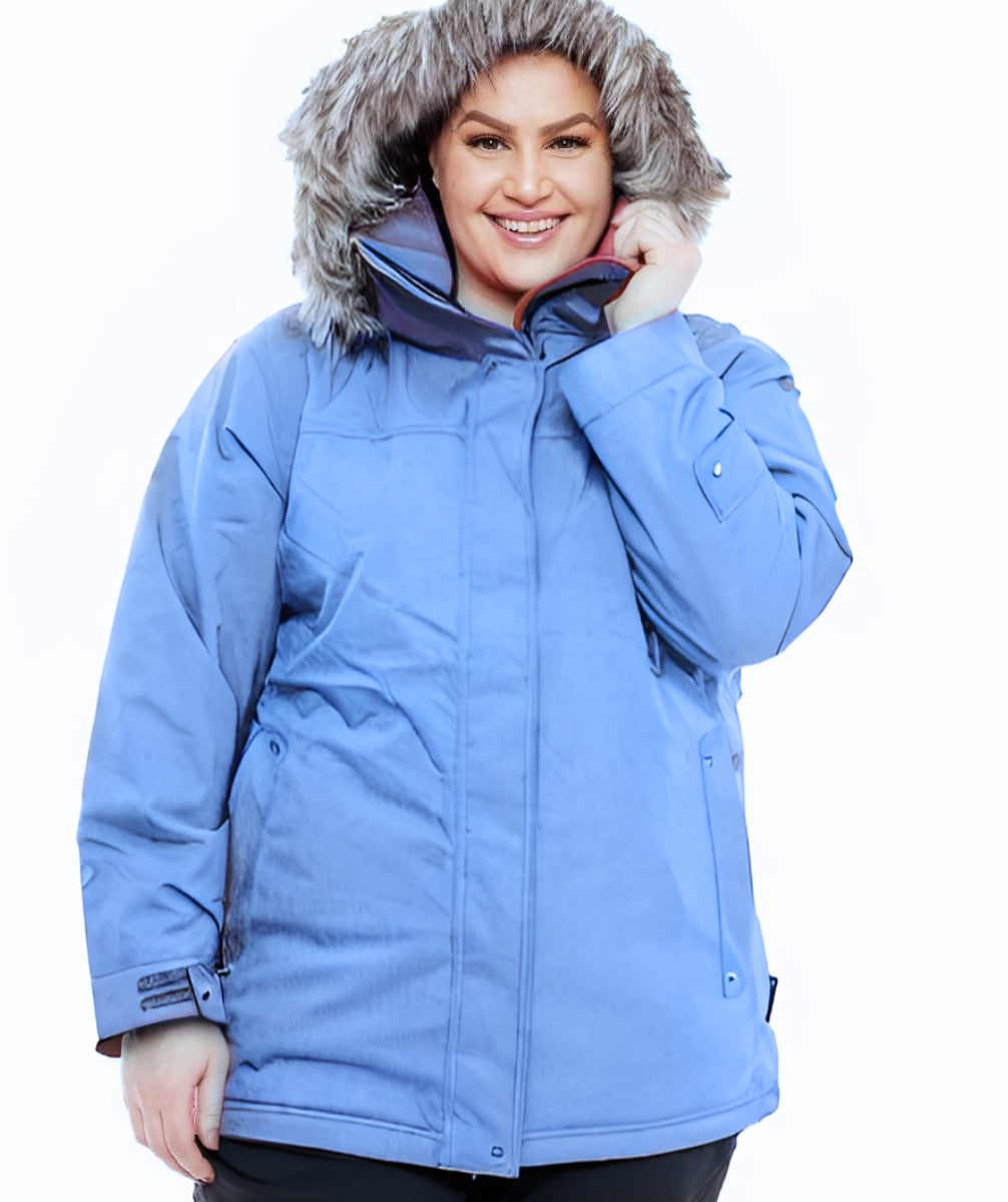 CLEARANCE - Cartel Brooklyn Stretch Ski Jacket Blue Plus Size 18