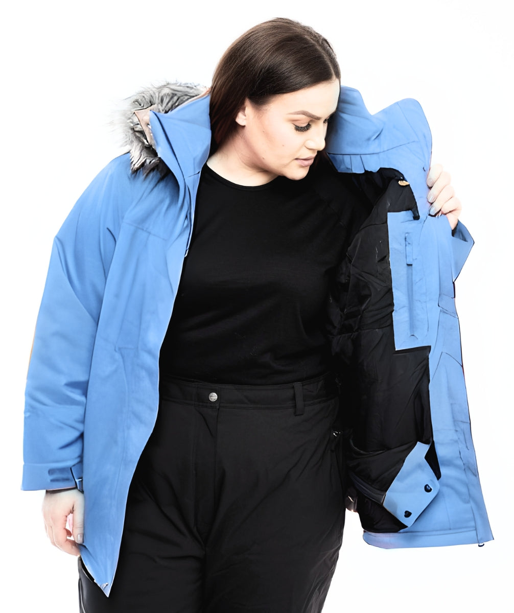 CLEARANCE - Cartel Brooklyn Stretch Ski Jacket Blue Plus Size 18