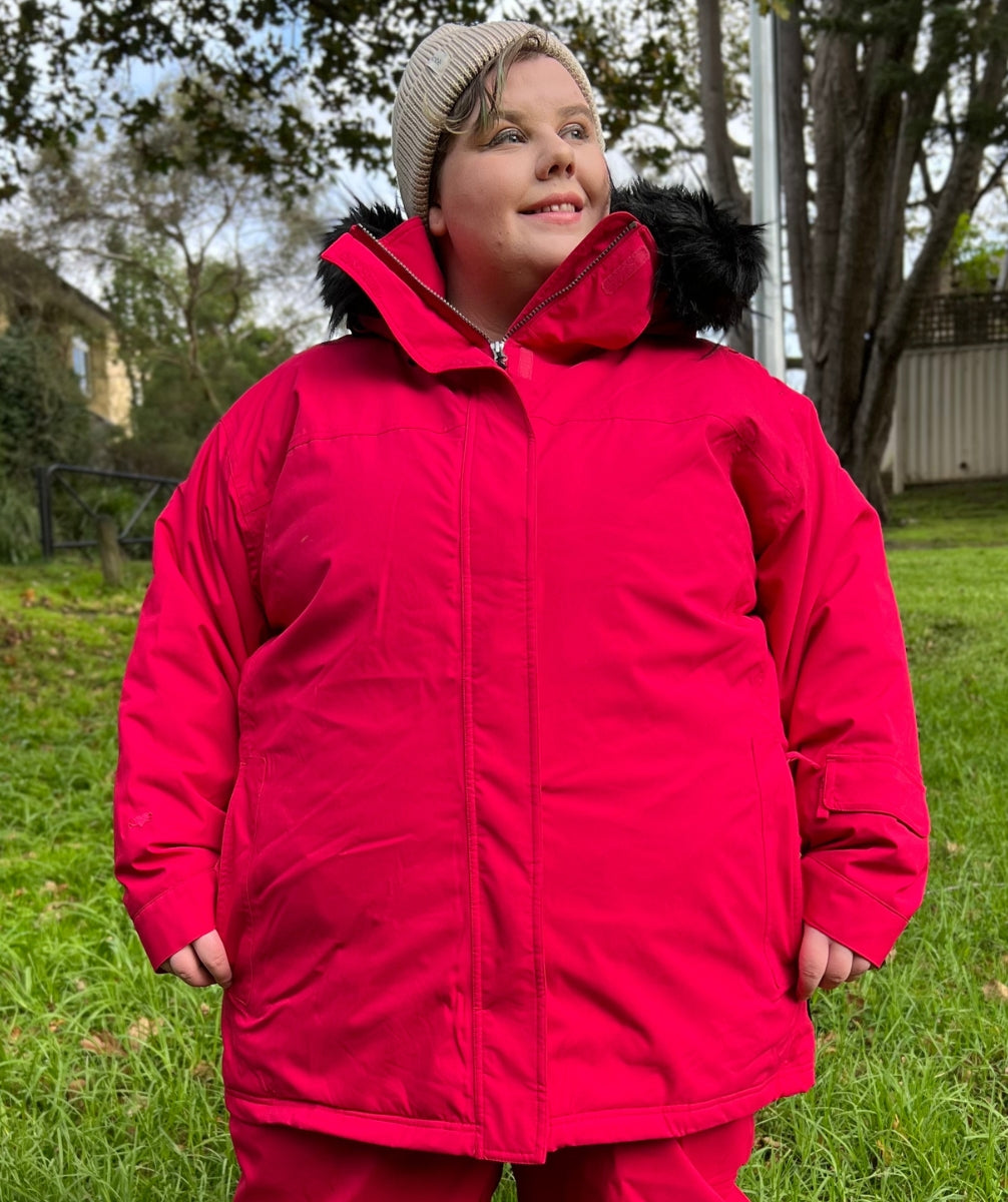 Cartel Brooklyn Ski Jacket Cherry Ripe Plus Sizes 18-26