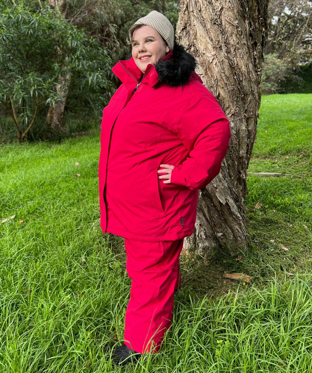 Cartel Brooklyn Ski Jacket Cherry Ripe Plus Sizes 18-26