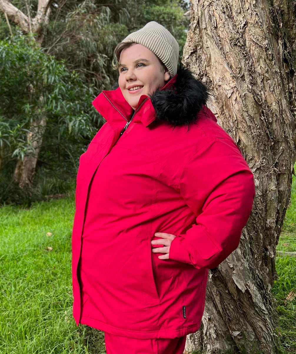 Cartel Brooklyn Ski Jacket Cherry Ripe Plus Sizes 18-26