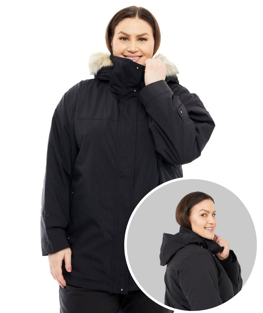 Cartel Brooklyn Stretch Women's Plus Size Ski Jacket Black Sizes 16-30