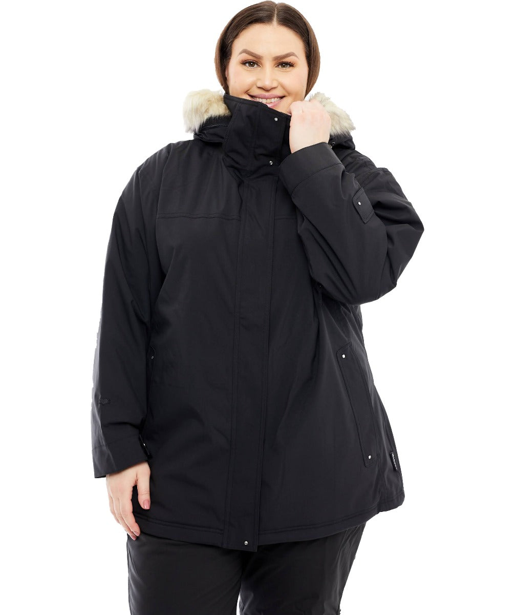 Cartel Brooklyn Stretch Women's Plus Size Ski Jacket Black Sizes 16-30