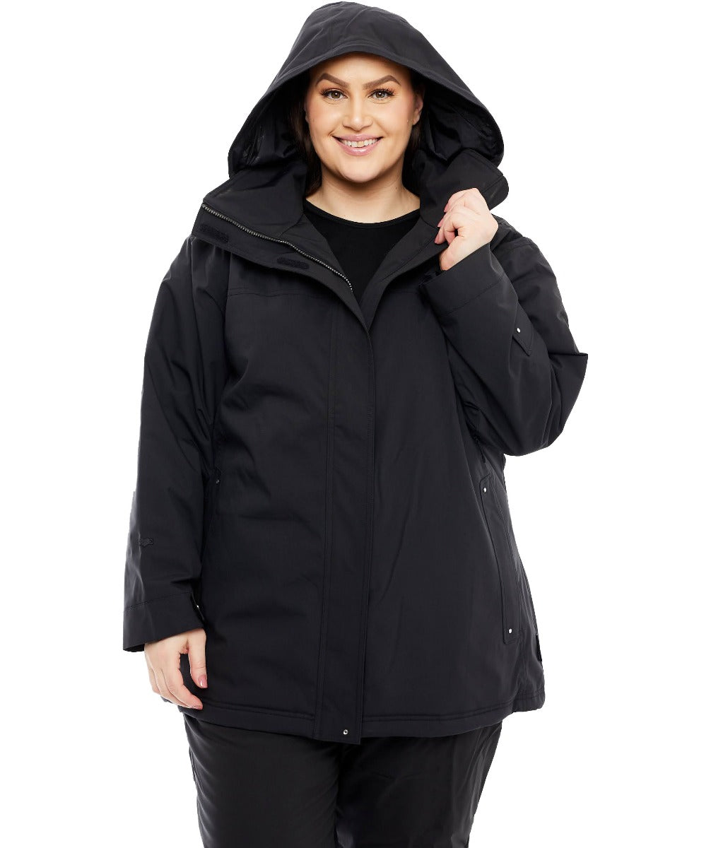 Cartel Brooklyn Stretch Women's Plus Size Ski Jacket Black Sizes 16-30