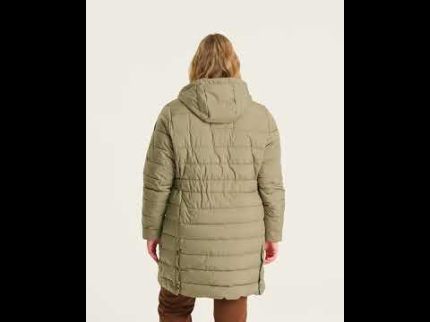 Stoy Abbess Womens Long Puffer Winter Coat Light Olive size 26-28