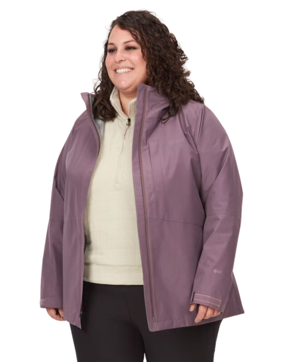 CLEARANCE - Marmot Minimalist Goretex Shell Women's Plus Size Rain Jacket Purple 1X - 2X