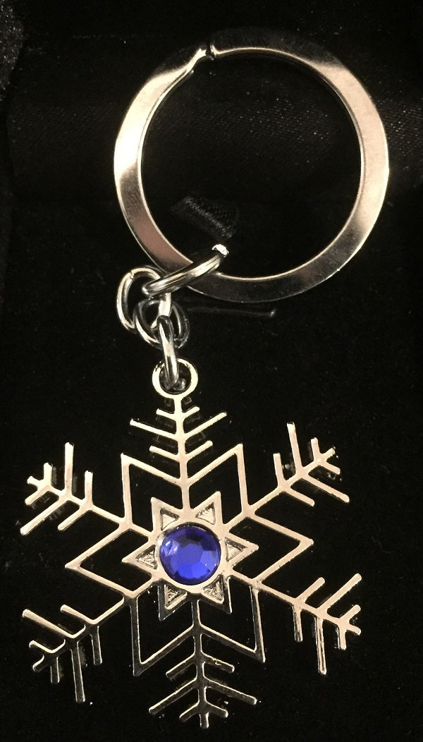 Matilda Blue Stone Inset Silver Snowflake Keyring