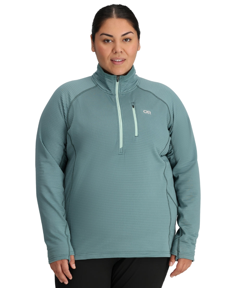 Outdoor Research Vigor Women’s Plus Size Half Zip Grid Fleece Neptune Sizes 1X-4X