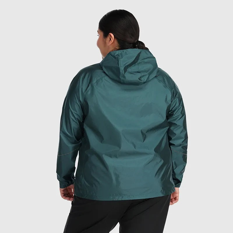 CLEARANCE - Outdoor Research Helium Women's Plus Size Rain Jacket Treeline USA size USA 2X