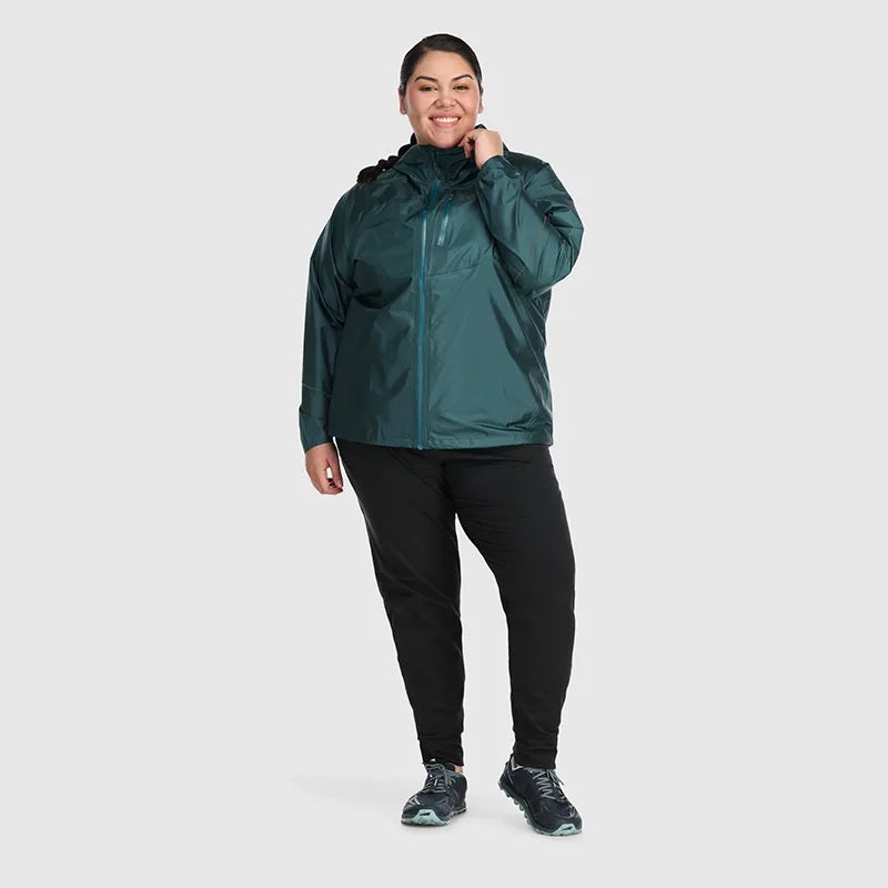 Outdoor Research Helium Women's Plus Size Rain Jacket Treeline USA sizes 2X - 4X