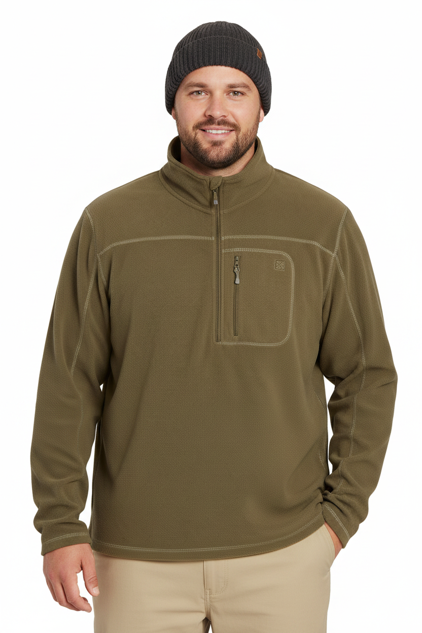 Plus Size Men's Green Fleece Jacket