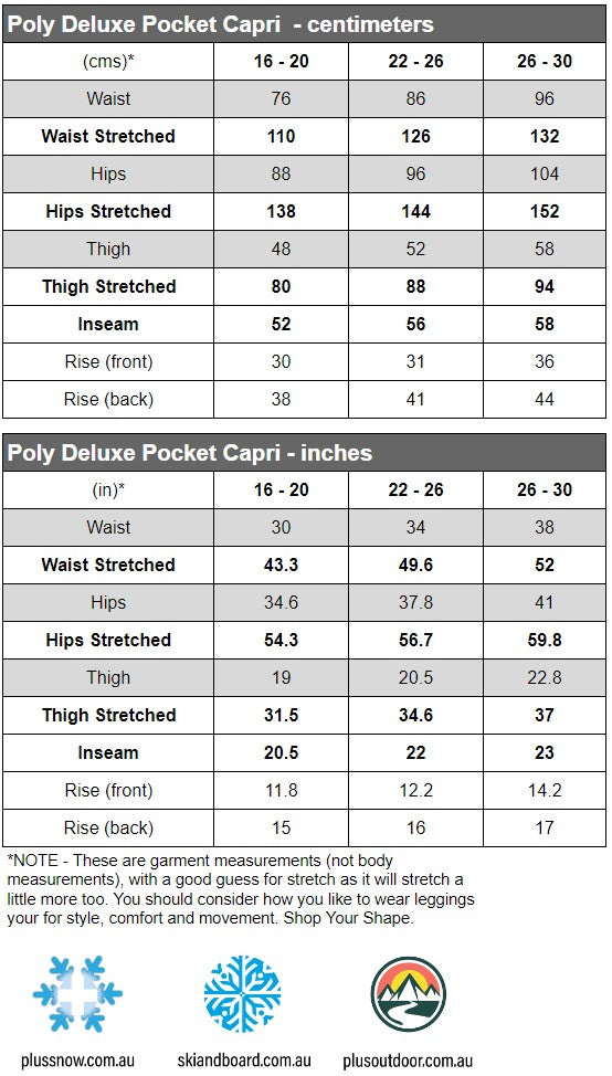 Polyanna Pocket Capri Thermals Black Womens Plus Sizes 16-30