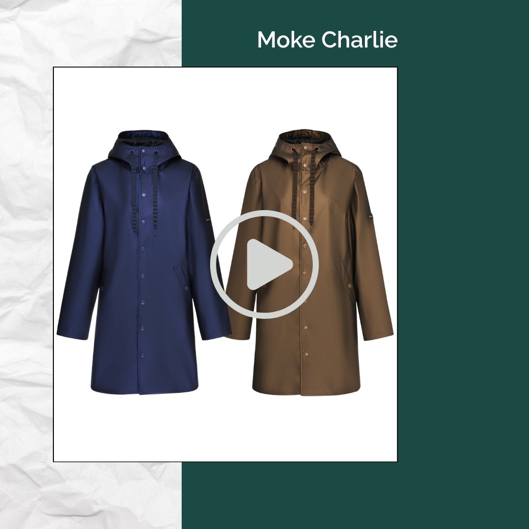 Moke Charlie - Womens Rain Coat Metallic Blue Plus Sizes 2XL-4XL Short Video