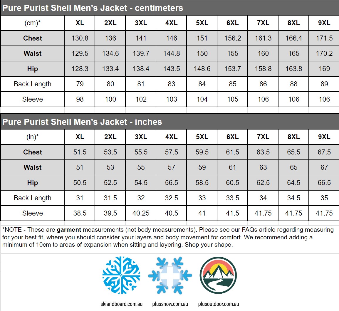 CLEARANCE - Pure Purist Shell Plus Size Shell Jacket Blue Size XL