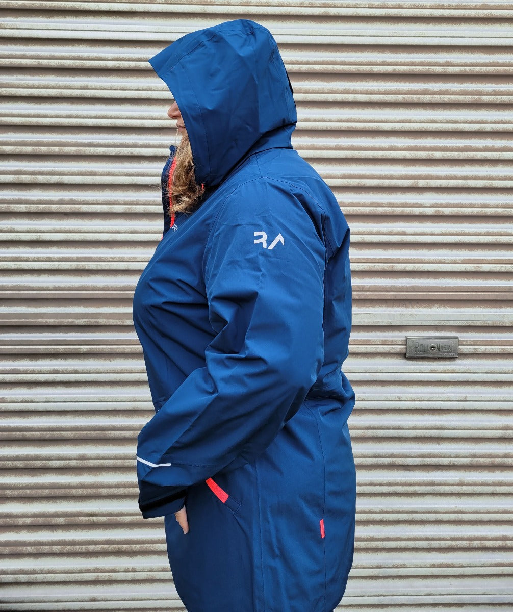 Raiski Magde Long Womens Plus Size Rain Shell Jacket Blue Size 18-20