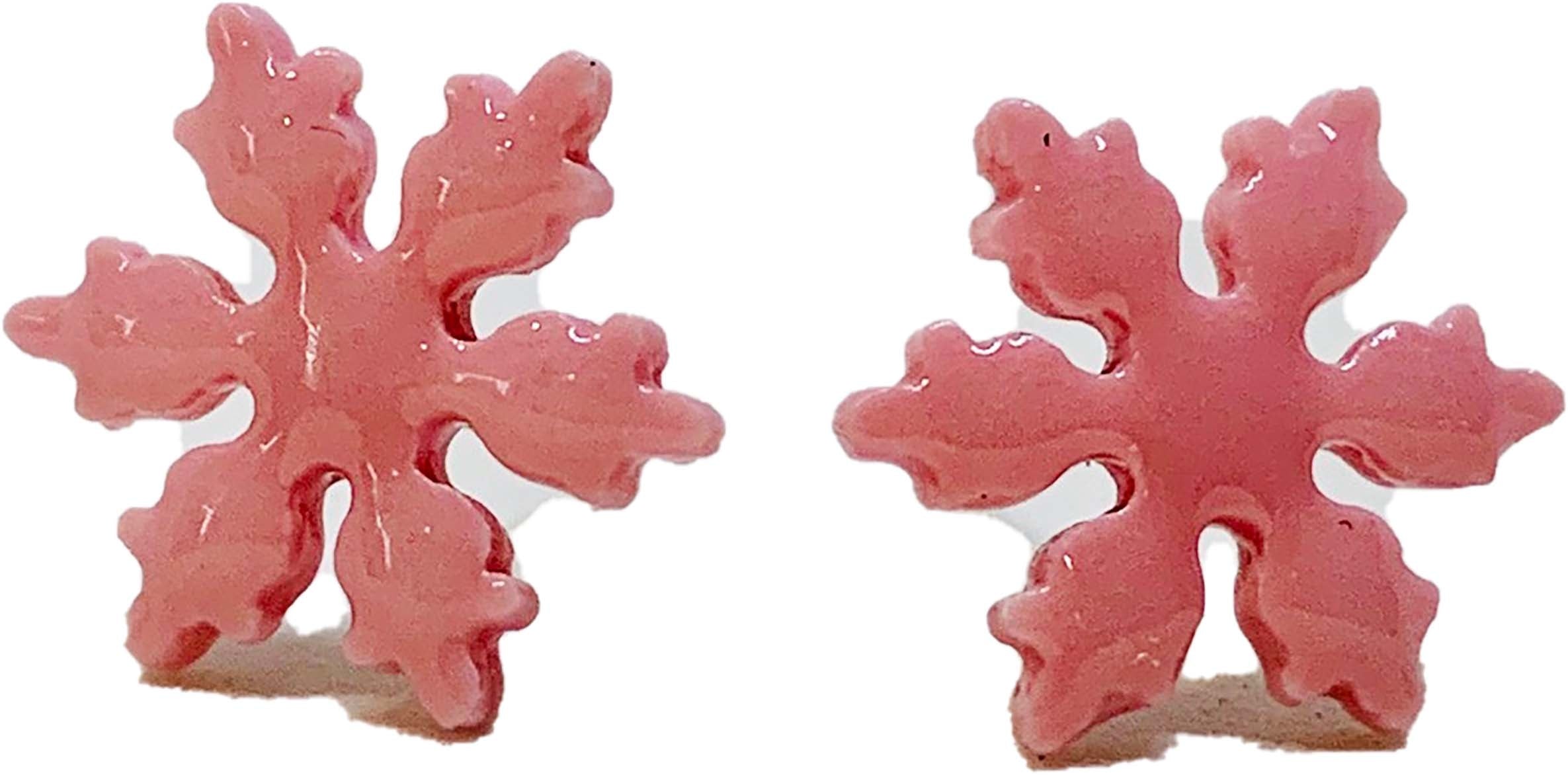 Nicola Ceramic Snowflake Stud Earrings Pink