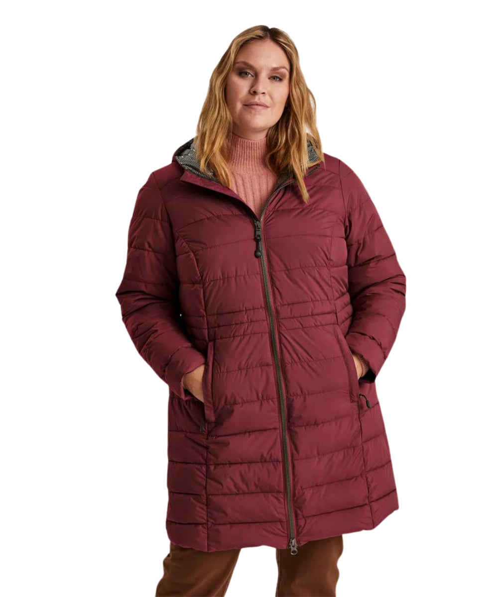 STOY Abbess Women’s Long Winter Puffer Coat Burgundy size 20