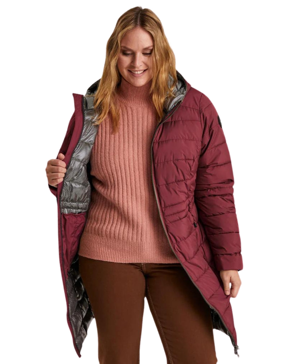 STOY Abbess Women’s Long Winter Puffer Coat Burgundy sizes 20-22