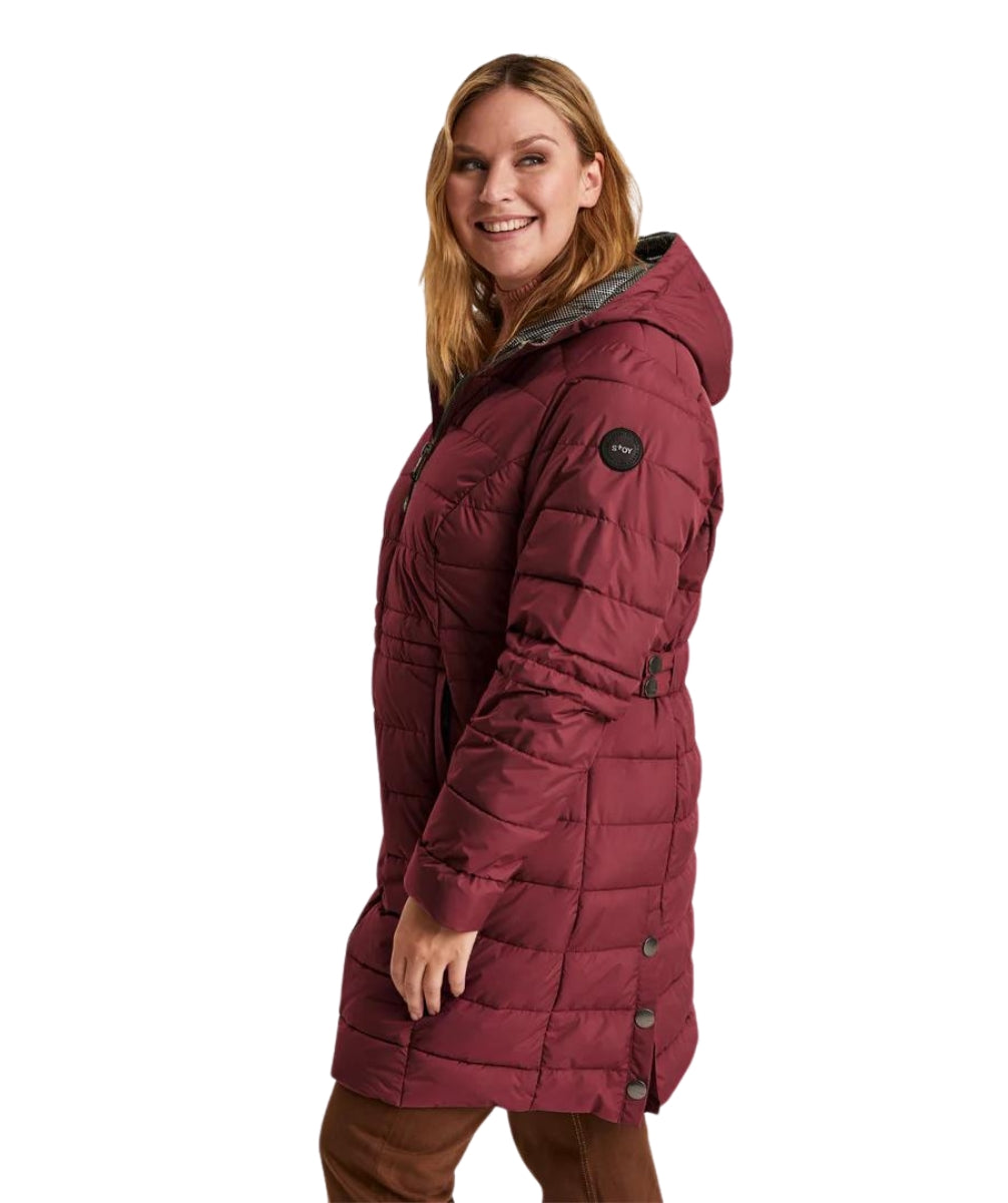 STOY Abbess Women’s Long Winter Puffer Coat Burgundy size 20