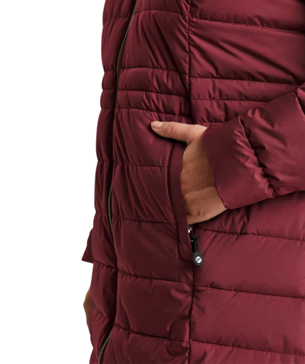 STOY Abbess Women’s Long Winter Puffer Coat Burgundy sizes 20-22