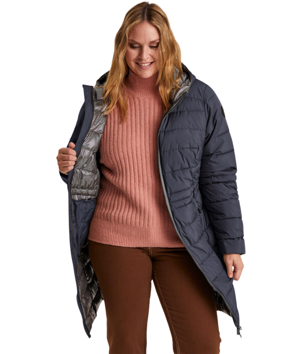 Stoy Abbess Womens Plus Size Long Puffer Winter Coat Navy Sizes 20-26