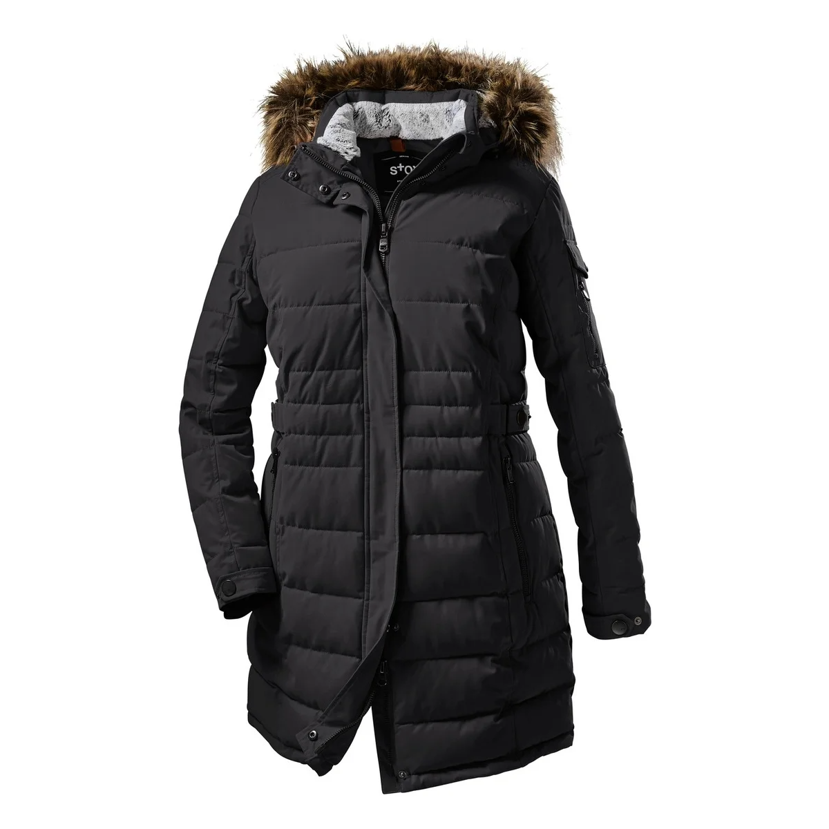 Stoy Brigitta Long Womens Plus Size Puffer Winter Coat Black sizes 20-22