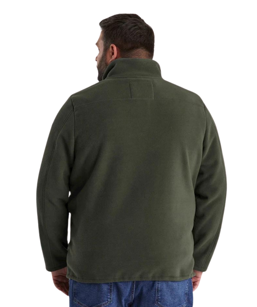 Stoy Earle Mens Plus Size Zip Fleece Jacket Dark Olive Size 6XL
