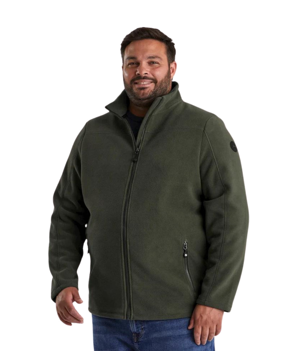 Stoy Earle Mens Plus Size Zip Fleece Jacket Dark Olive Size 6XL
