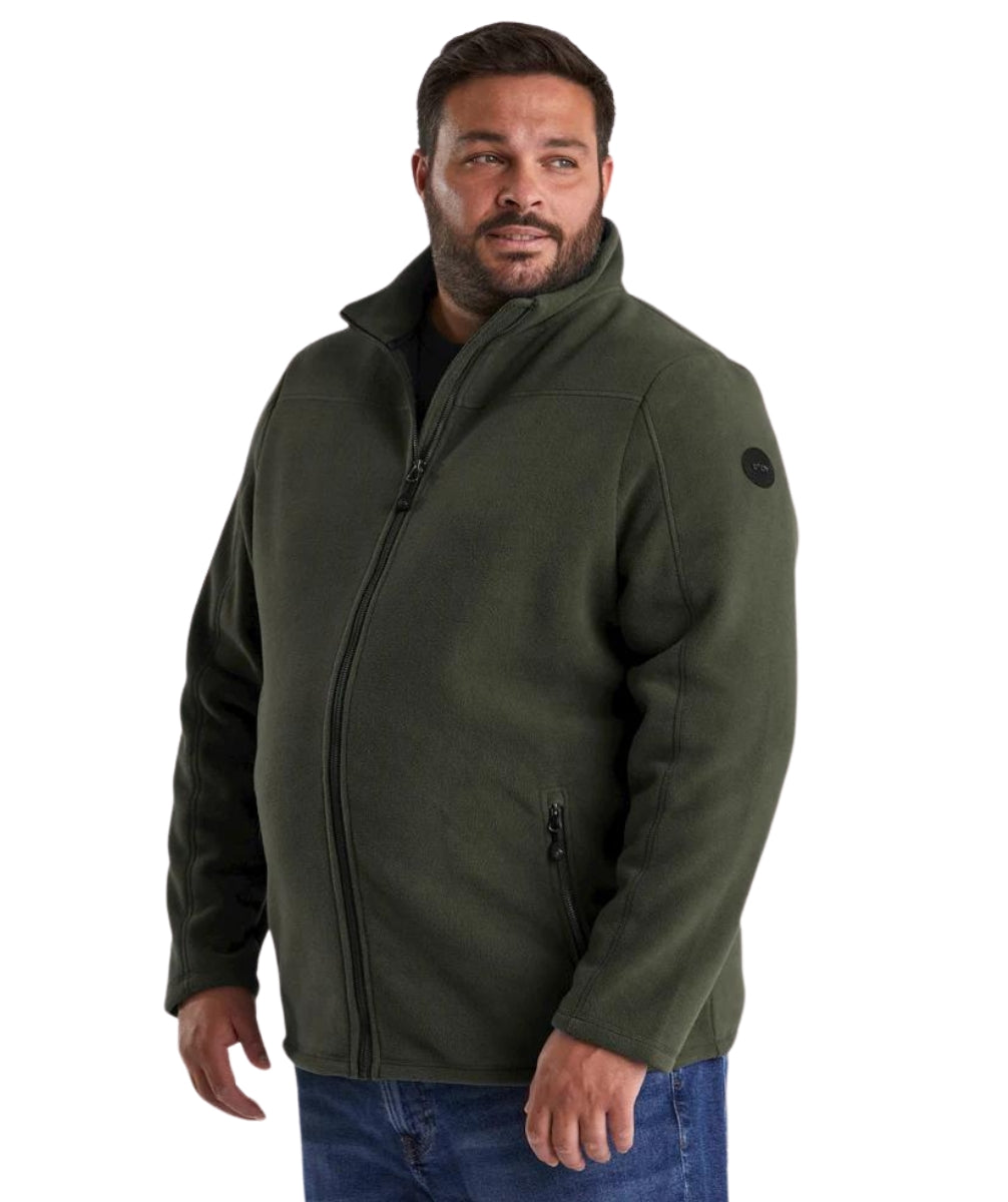 Stoy Earle Mens Plus Size Zip Fleece Jacket Dark Olive Size 6XL