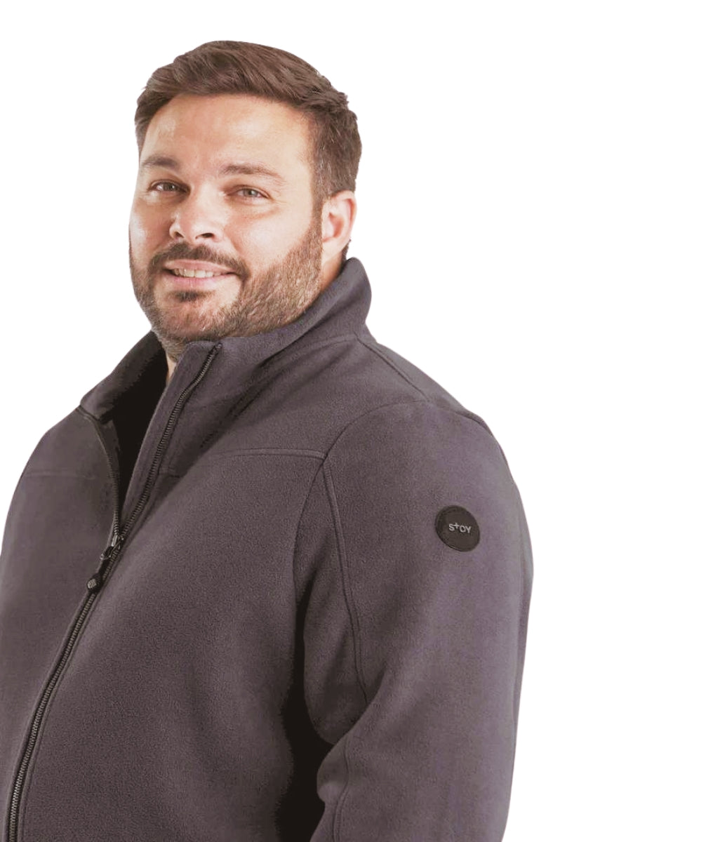 Stoy Earle Mens Plus Size Zip Fleece Jacket Grey Sizes 4XL-6XL