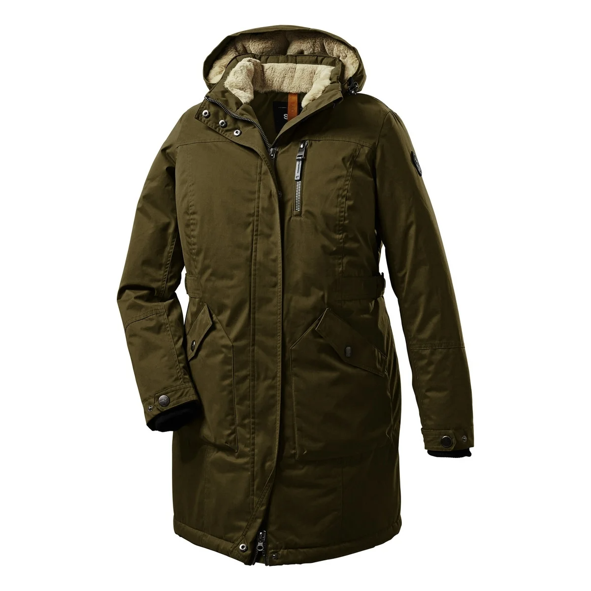 Stoy Margaretta Womens Plus Size Long Winter Coat Olive size 24